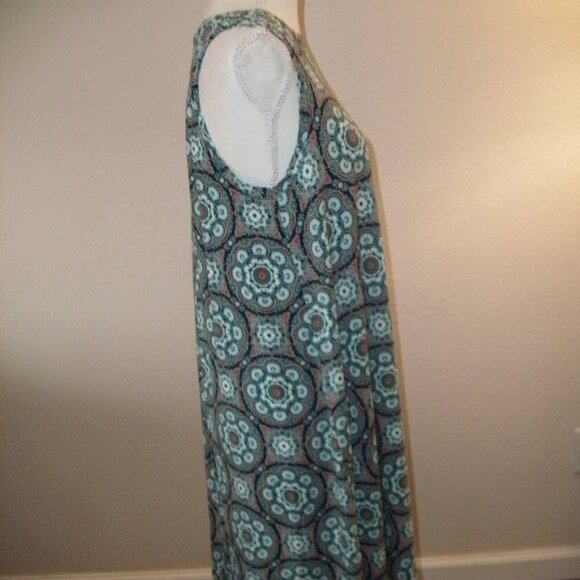 Loft Size MP Sleeveless Medallion Print Crewneck Rust, Cream, Navy Blue Dress - Picture 3 of 5